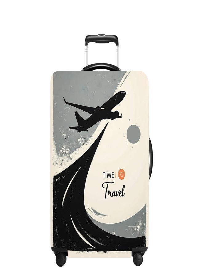 THISFIND Suitcase Cover with Time to Travel Design, Luggage Protector, Fit for 24-26Inch Luggage Durable Travel Bag Cover with Zipper Closure - Image 1